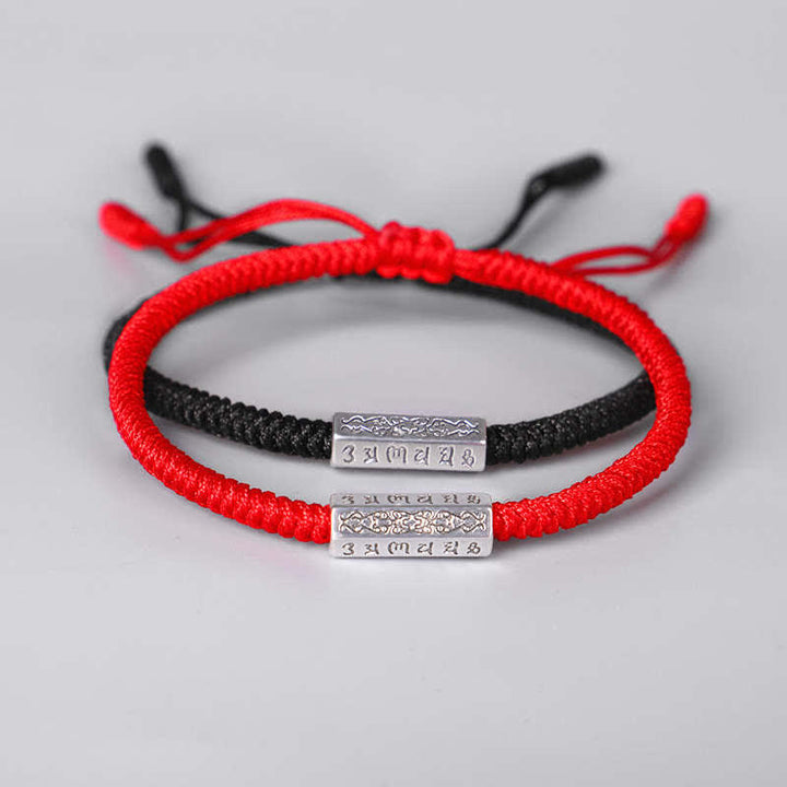 Buddha Stones Om Mani Padme Hum Luck Protection Red String Bracelet - image 0