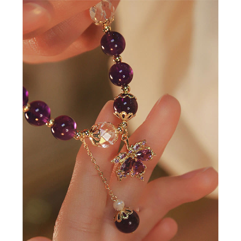 Buddha Stones 14k Gold Plated Natural Amethyst Healing Maple Leaf Charm Bracelet - image 8