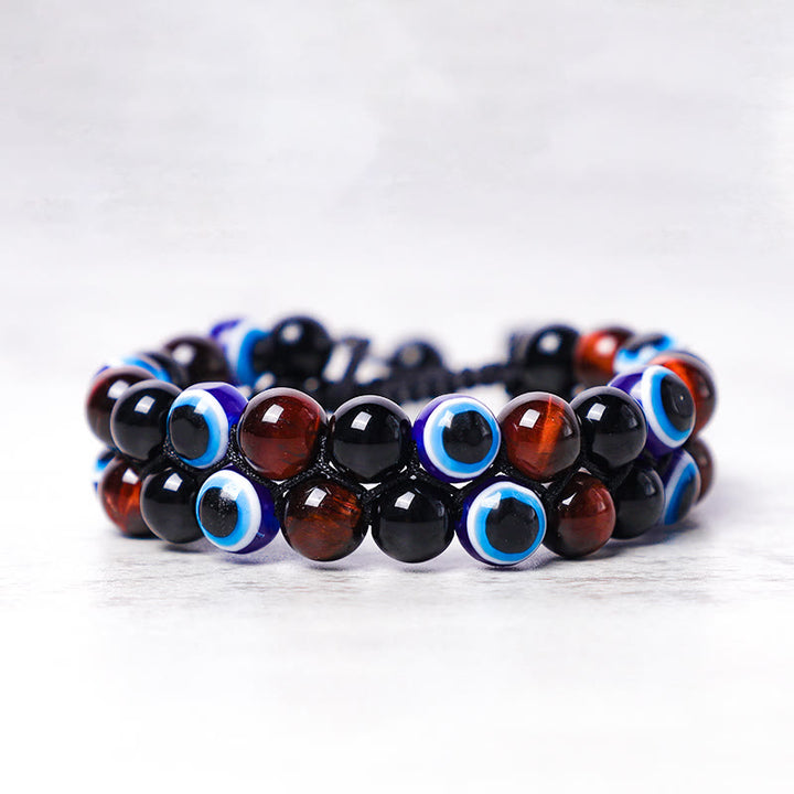 Buddha Stones Evil Eye Hematite Tiger Eye Protection Beaded Bracelet - image 12