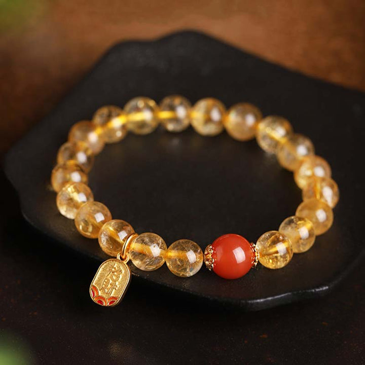Buddha Stones Citrine Red Agate Fortune Charm Bracelet - image 1