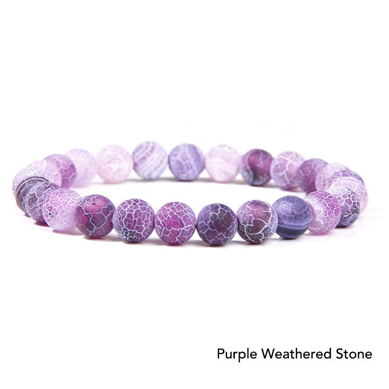 Natural Agate Stone Crystal Balance Beaded Bracelet - Purple Weathered Stone - image 56