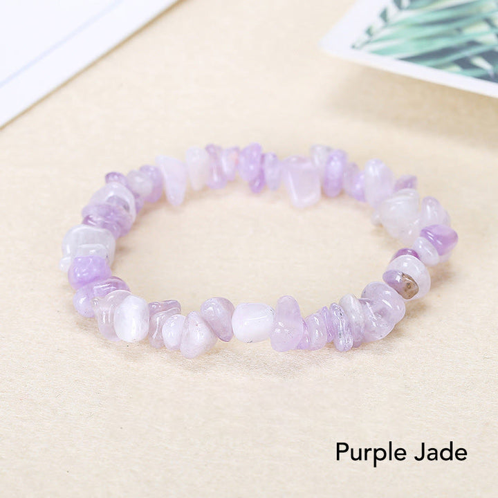 Natural Irregular Shape Crystal Stone Warmth Soothing Bracelet - Purple Jade - image 20