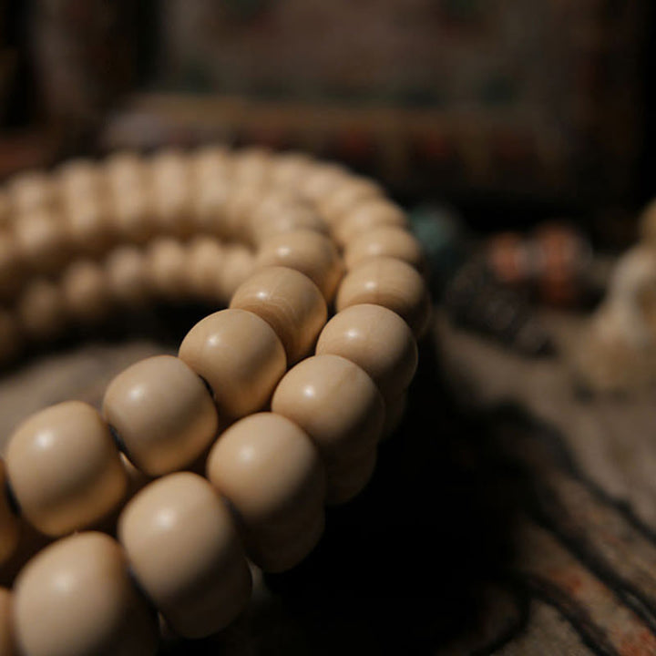 Buddha Stones 108 Mala Beads Abelia Biflora Wood Warding Off Evil Spirits Wrist Mala - image 6