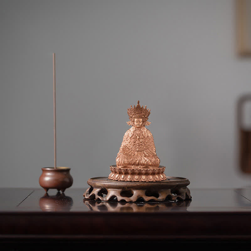 Buddha Stones Shakyamuni Figurine Compassion Handmade Copper Statue Decoration - 10*8cm - image 0