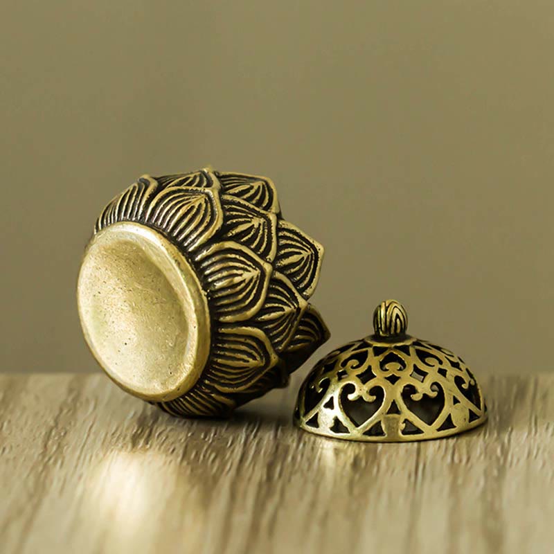 Tibetan Mini Lotus Pattern Meditation Copper Incense Burner - image 2