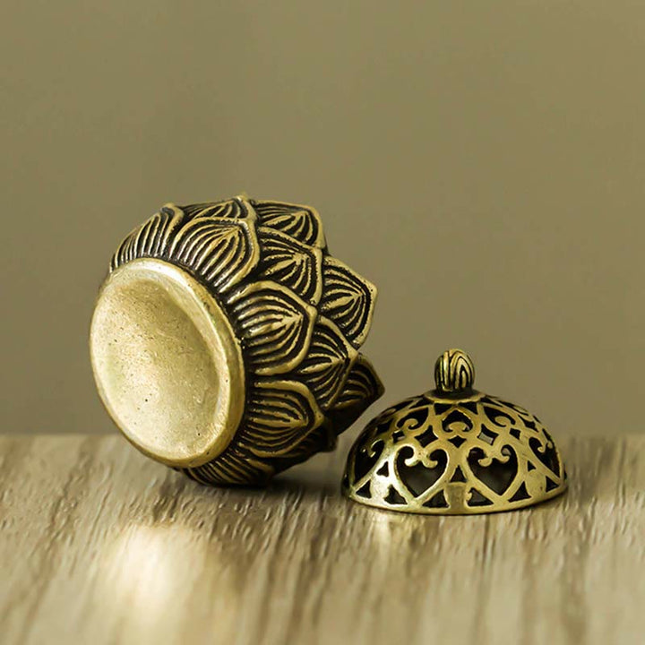 Tibetan Mini Lotus Pattern Meditation Copper Incense Burner - image 2
