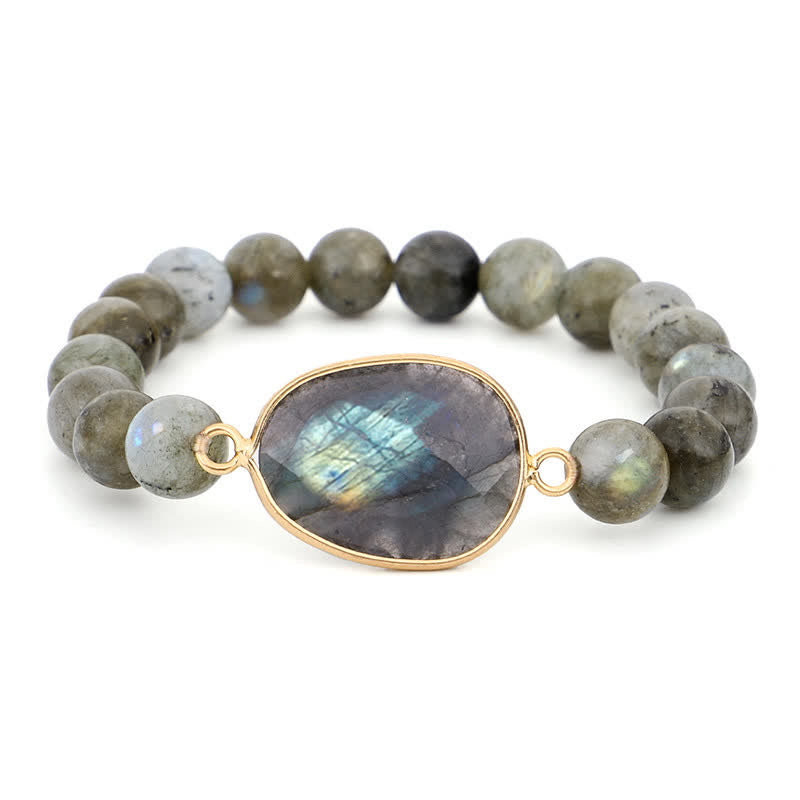 Buddha Stones Natural Labradorite Moonstone Support Healing Beaded Bracelet - image 9