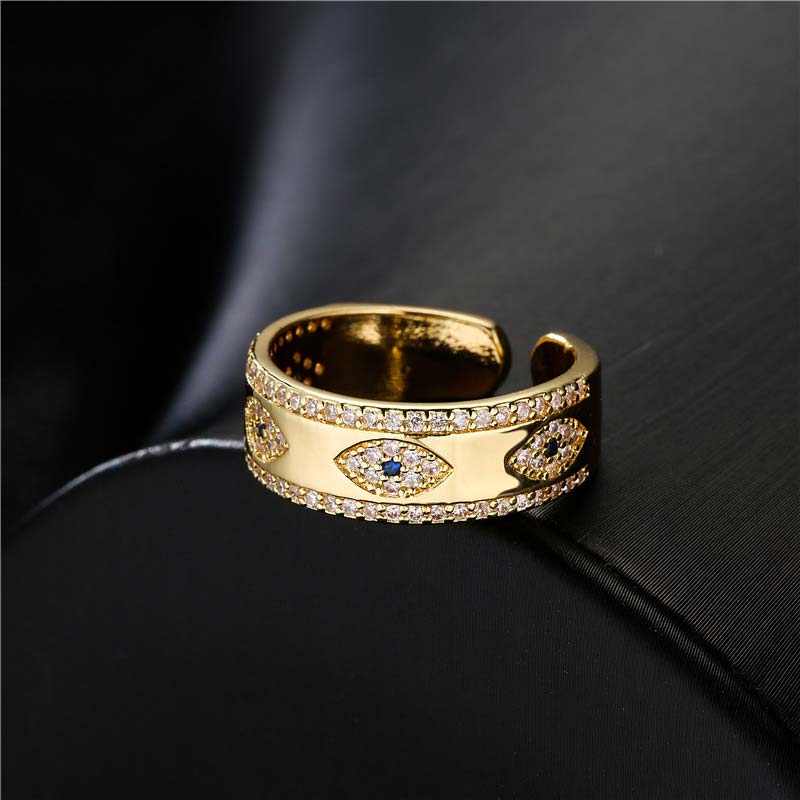 Buddha Stones Evil Eye Luck Blessing Copper Alloy Ring - image 0