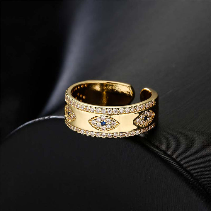 Buddha Stones Evil Eye Luck Blessing Copper Alloy Ring - image 0