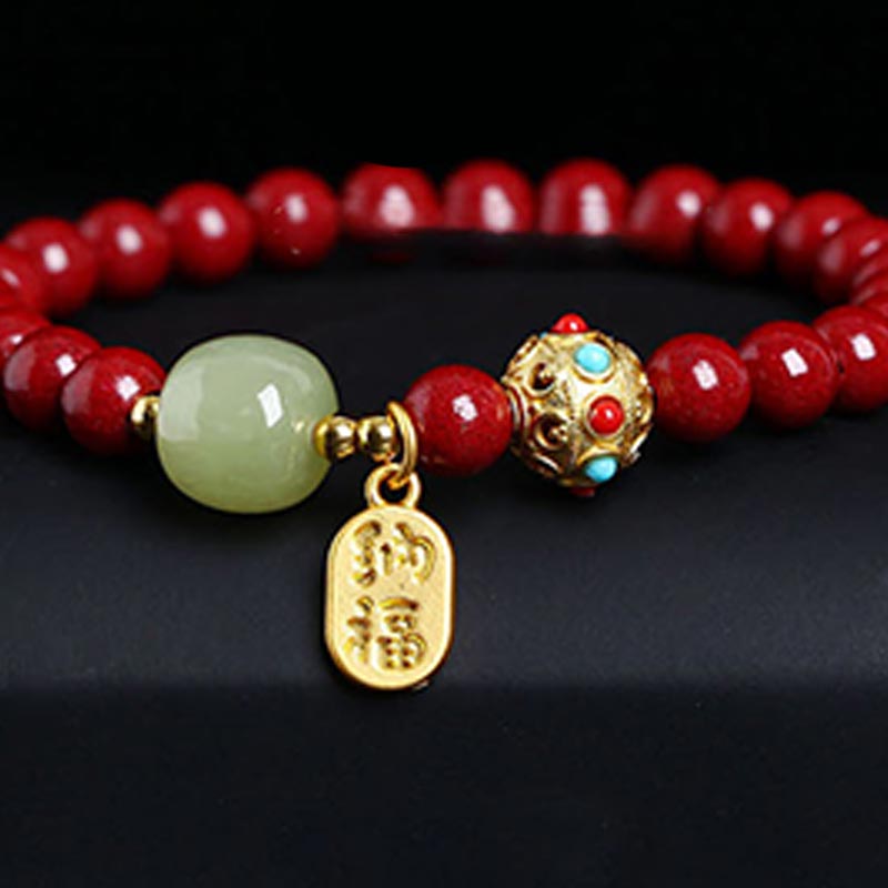 Buddha Stones Cinnabar Green Aventurine Fortune Protection Charm Bracelet - image 11