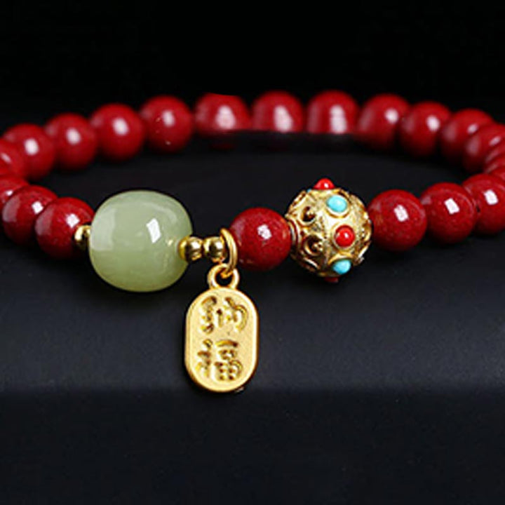 Buddha Stones Cinnabar Green Aventurine Fortune Protection Charm Bracelet - image 11