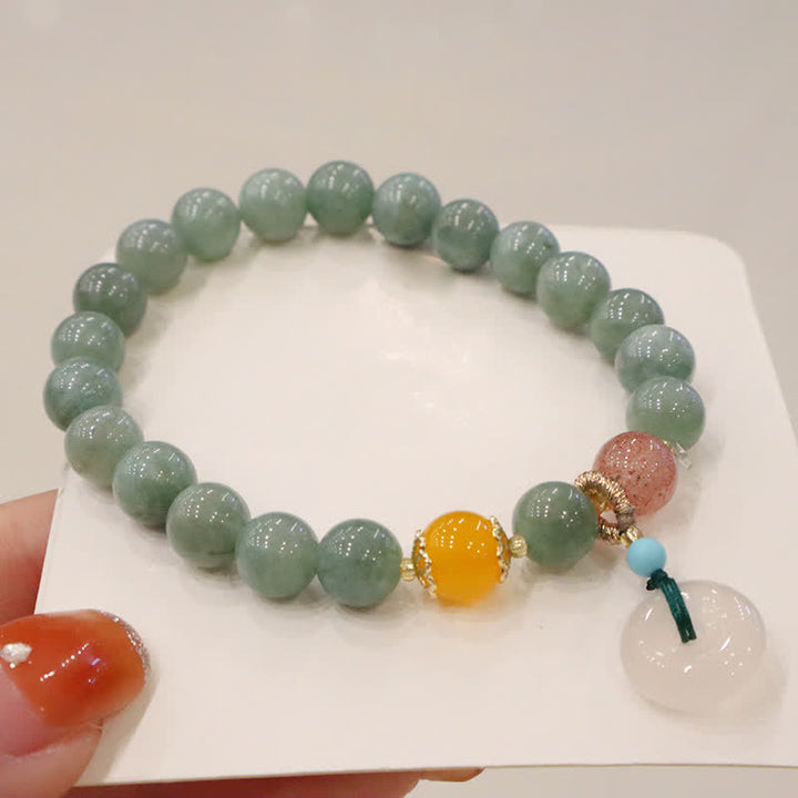 Buddha Stones Cyan Jade Lotus Pumpkin Wish Peace Buckle Amethyst Crystal Healing Bracelet - image 12