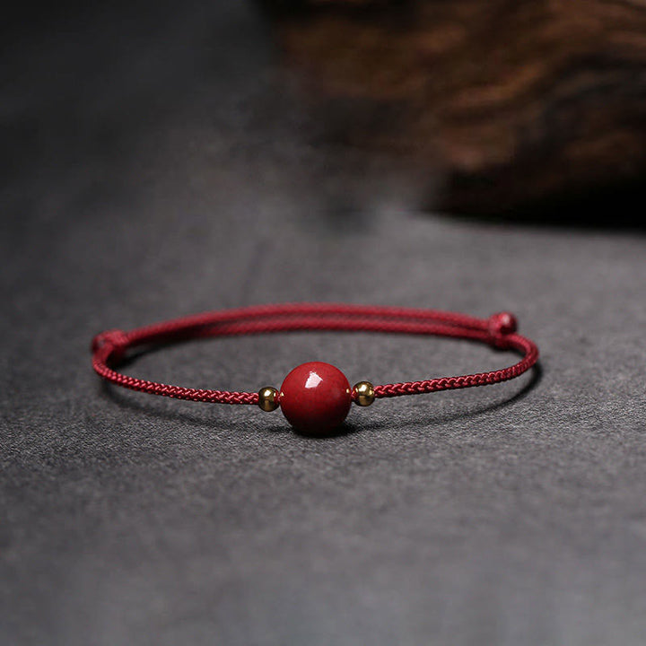 Buddha Stones Natural Lucky Cinnabar Bead Blessing String Bracelet Anklet - image 6