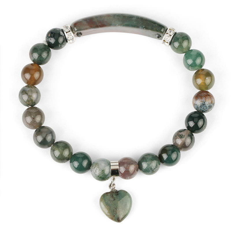 Buddha Stones Natural Quartz Love Heart Healing Beads Bracelet - Green Agate - image 10