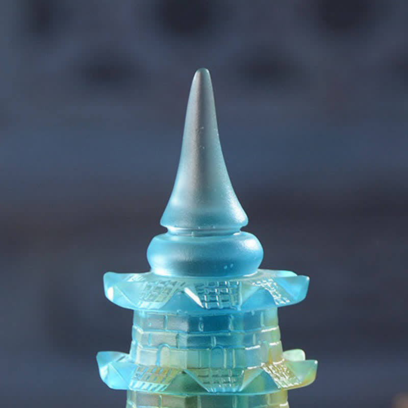 Buddha Stones Feng Shui Wenchang Tower Handmade Liuli Crystal Pagoda Art Piece Luck Home Office Decoration - image 9