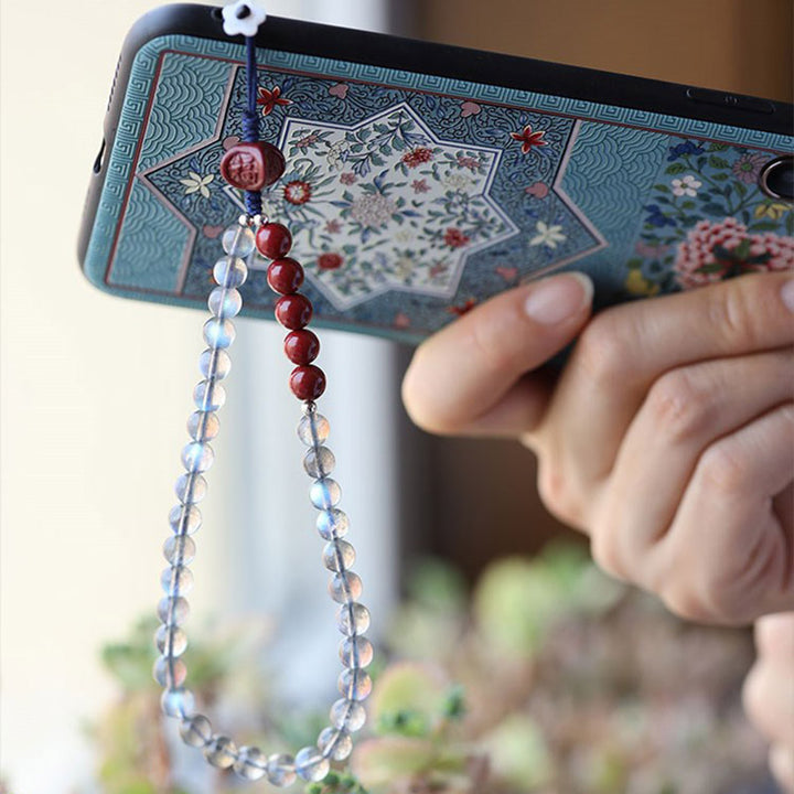 Natural Moonstone Cinnabar Calm Positive Phone Decoration - image 2