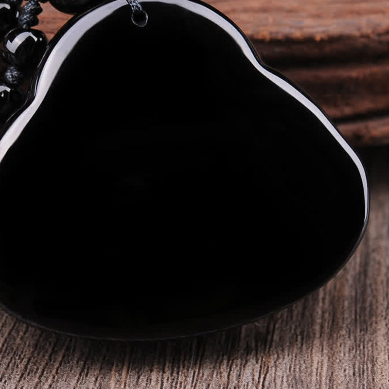 Buddha Stones Laughing Buddha Black Obsidian Transformation Pendant Necklace - image 6