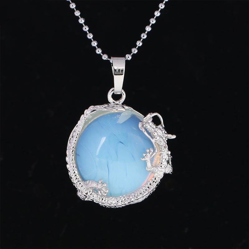 Buddha Stones Chinese Dragon Natural Quartz Crystal Healing Energy Necklace Pendant - Opal - image 26
