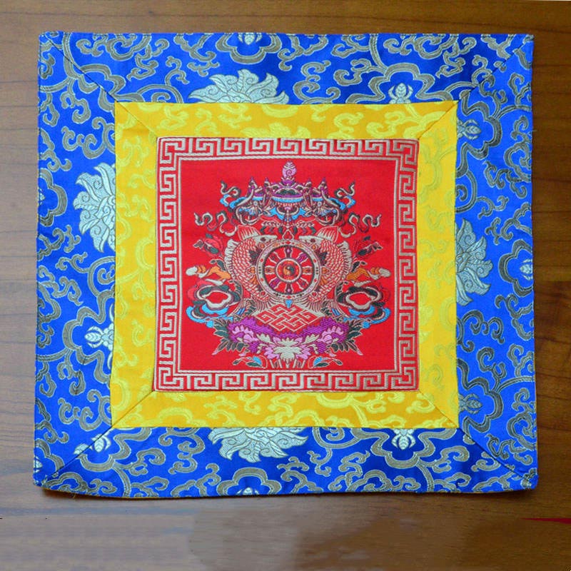 Prayer Altar Mat Meditation Strength Endless Knot Vajra Man-Bcu Kalachakra Auspicious Symbols - image 11