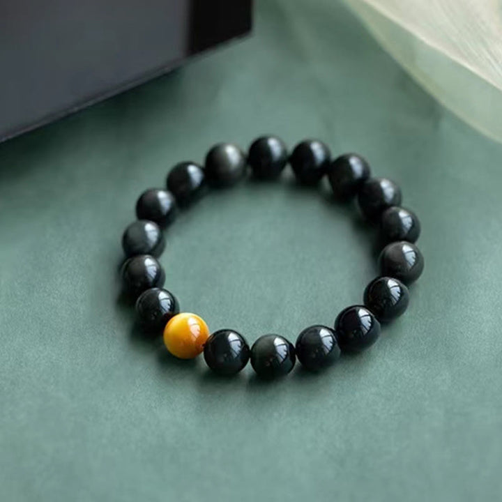Buddha Stones Natural Rainbow Obsidian Tiger Eye Positive Love Bracelet - image 11