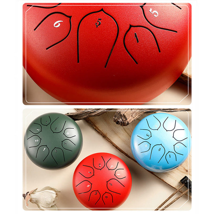 Buddha Stones Steel Tongue Drum Sound Healing Meditation Lotus Pattern Drum Kit 8 Note 6 Inch Percussion Instrument - image 6