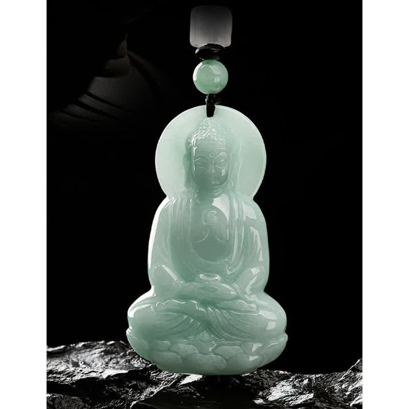 Buddha Stones Amitabha Buddha Jade Amulet Compassion String Necklace - image 15