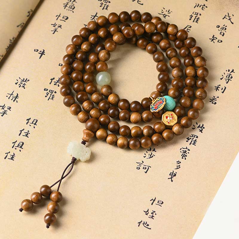 Buddha Stones Tibetan Rosewood Protection Calm Bracelet Mala - image 1