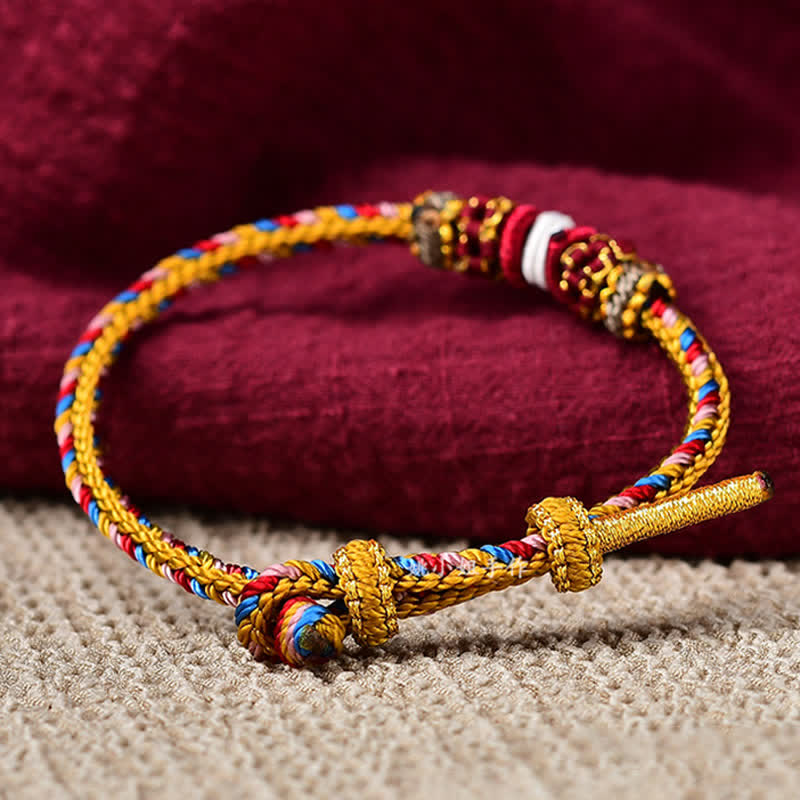 Buddha Stones Handmade Dunhuang Color Luck Braid String Bracelet - image 7