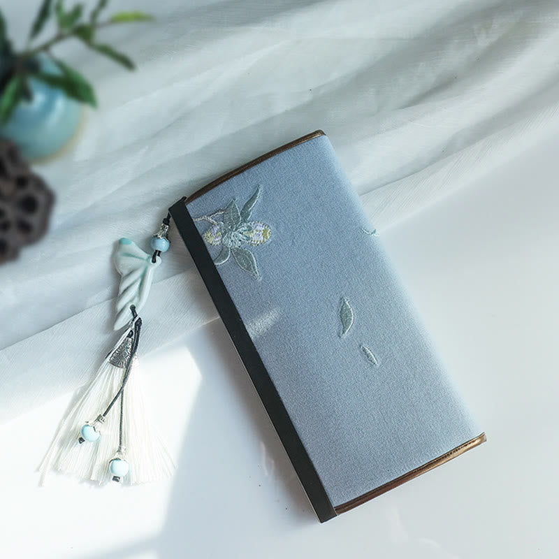 Buddha Stones Flower Plum Peach Blossom Bamboo Double-sided Embroidery Large Capacity Cash Holder Wallet Shopping Purse - image 10