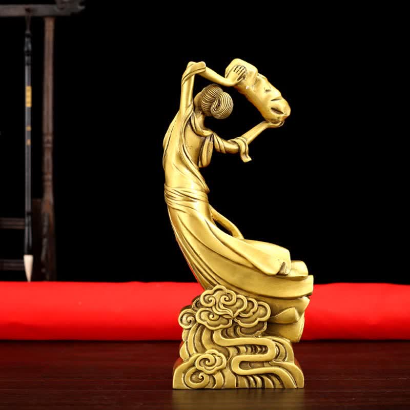 Buddha Stones Bodhisattva Nuwa Mends The Sky Protection Copper Statue Decoration - image 2