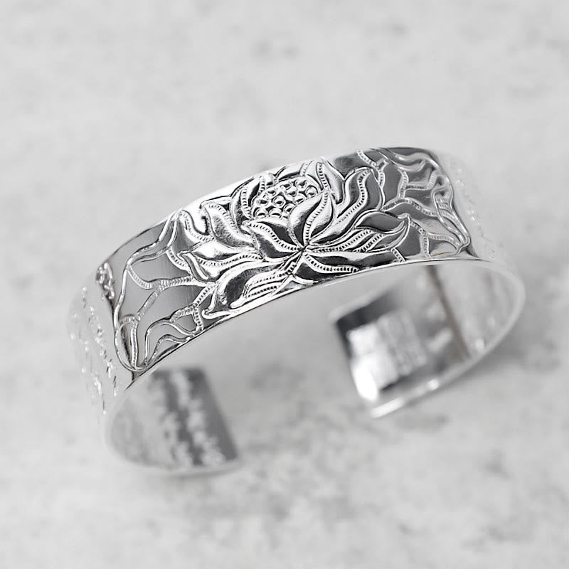 Buddha Stones Tibetan Lotus White Copper Luck Bracelet - Transparent Engraving - image 10