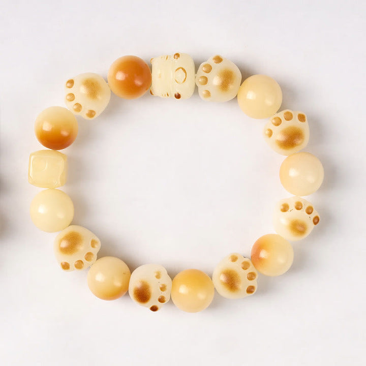 Buddha Stones Natural Bodhi Seed Sandalwood Lucky Cute Cat Head Paw Claw Peace Bracelet - Bodhi Seed Cat Paw(Wrist Circumference 14-17cm) - image 12