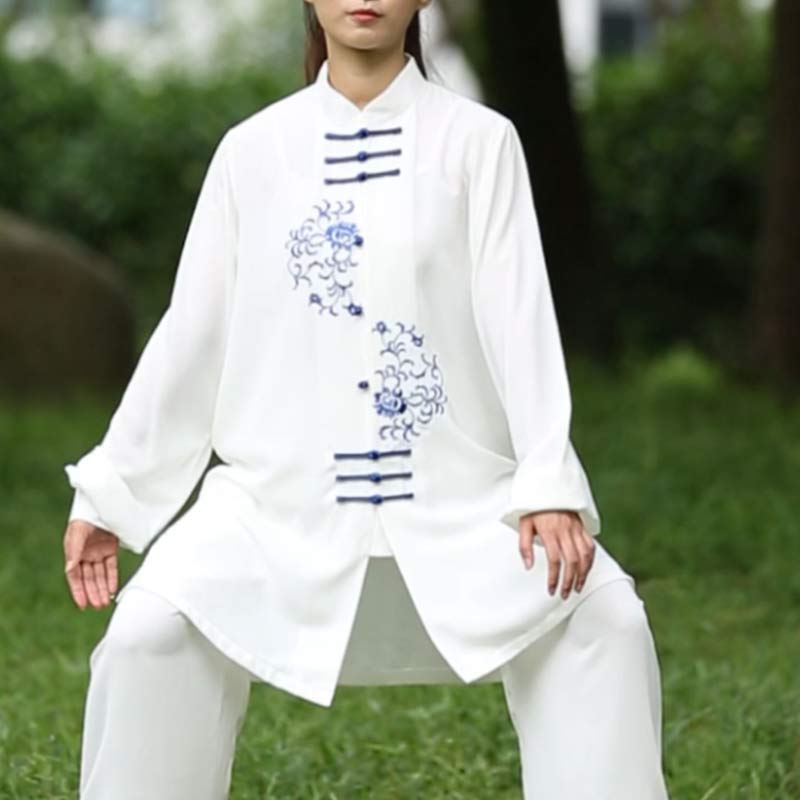 Buddha Stones Flower Embroidery Meditation Prayer Spiritual Zen Tai Chi Qigong Practice Unisex Clothing Set - image 7