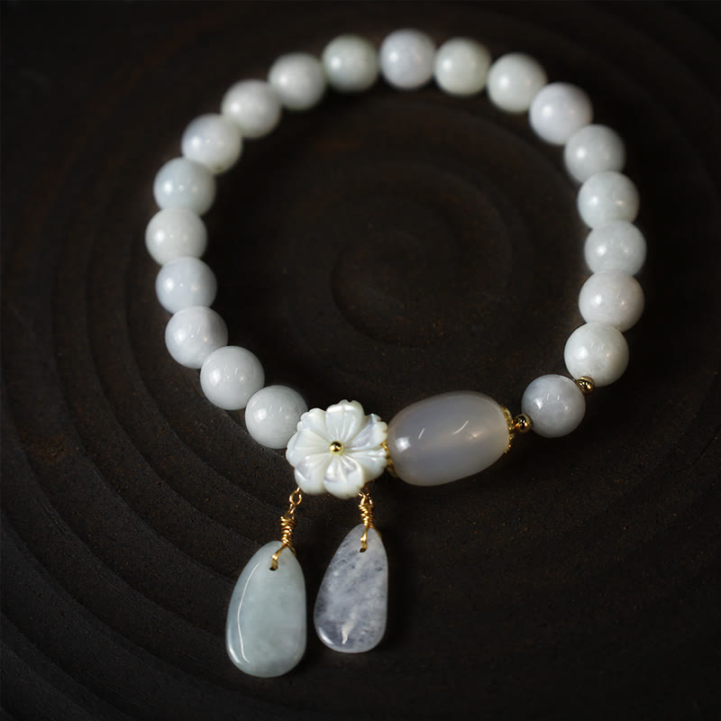 Buddha Stones Natural White Jade Luck Bracelet - image 8