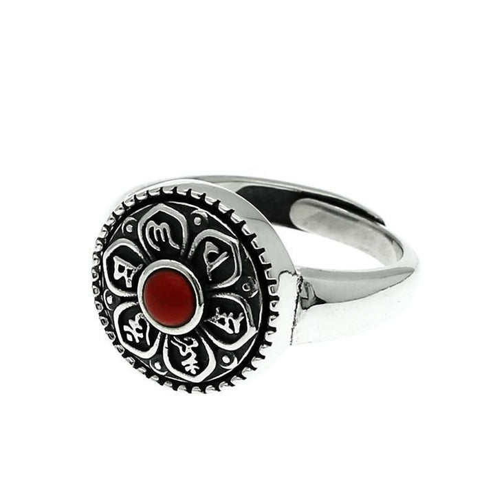 Buddha Stones Tibetan Om Mani Padme Hum Peace Rotatable Ring - image 8