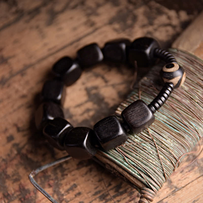 Buddha Stones Tibetan Ebony Wood Dzi Bead Strength Bracelet - image 4