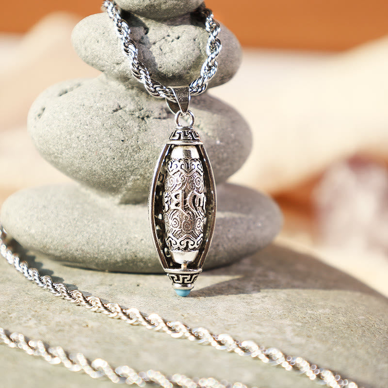 Buddha Stones Tibet Om Mani Padme Hum Protection Necklace Rotatable Pendant - image 2