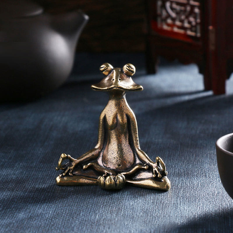 Buddha Stones Mini Small Frog Turtle Koi Fish Snail Crab Copper Wealth Home Decoration - Frog Decoration&Incense Burner - image 0