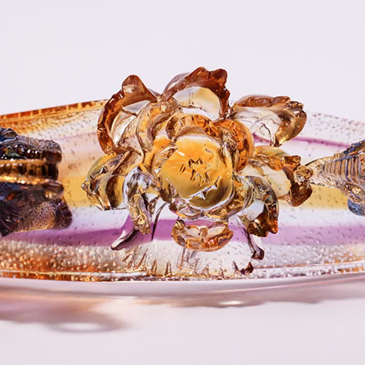 Buddha Stones Handmade Liuli Crystal Ruyi Elephant Art Piece Home Decoration With Crystal Base - image 11