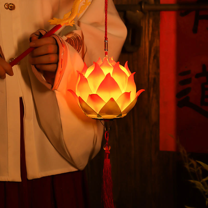 Buddha Stones DIY Lotus Flower Dragon Lantern Tassel Lamp Decoration - image 20