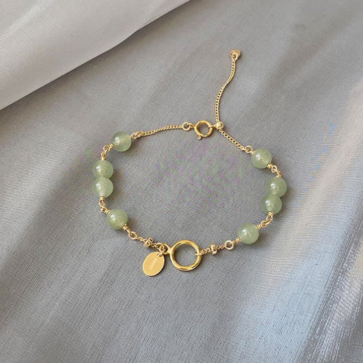 Buddha Stones Unique Natural Hetian Jade 14K Gold filled Luck Beaded Bracelet - Hetian Jade (Prosperity ♥ Abundance) - image 0