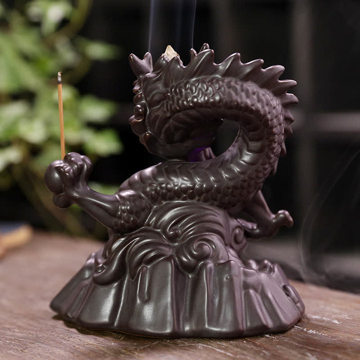 Buddha Stones Auspicious Dragon Ceramic Backflow Smoke Fountain Meditation Healing Incense Burner Led Ball Decoration - image 14