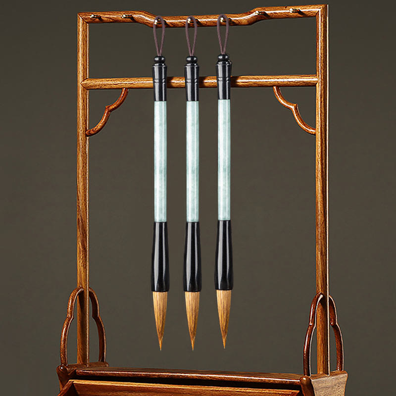 Buddha Stones Natural Jade Luck Chinese Calligraphy Brush Pen Chinese Writing Brush With Gift Box - image 2