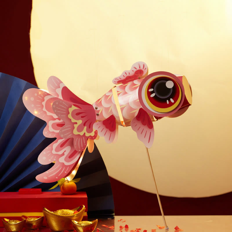 Buddha Stones DIY Fortune Luck Koi Fish Paper Lantern Lamp Mid-Autumn Festival Child Kids Lantern Decoration - DIY Fortune Luck Pink Koi Fish - image 5