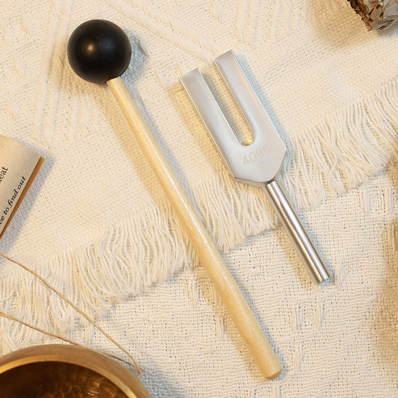 Buddha Stones Tuning Fork 4096HZ Aluminum Alloy Crystal Tuning Fork with Hammer for Chakra Healing - image 1