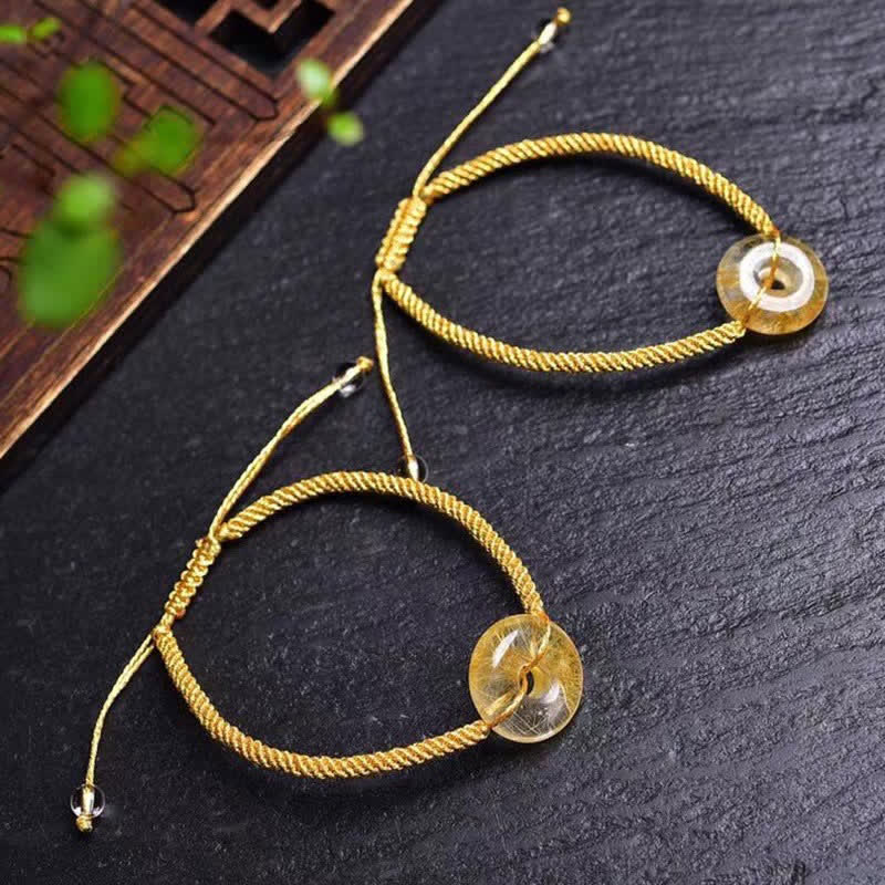 Buddha Stones Round Citrine Peace Buckle Happiness Braided Bracelet - image 1