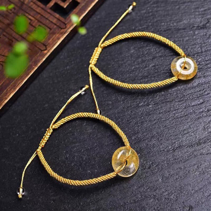 Buddha Stones Round Citrine Peace Buckle Happiness Braided Bracelet - image 1