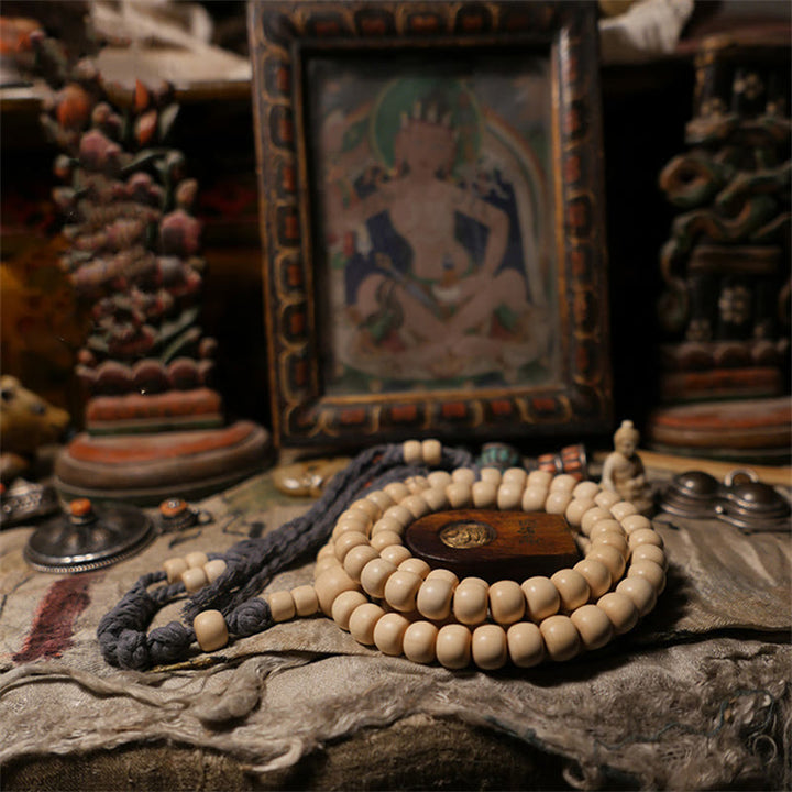 Buddha Stones 108 Mala Beads Abelia Biflora Wood Warding Off Evil Spirits Wrist Mala - 10*8mm*108 - image 0