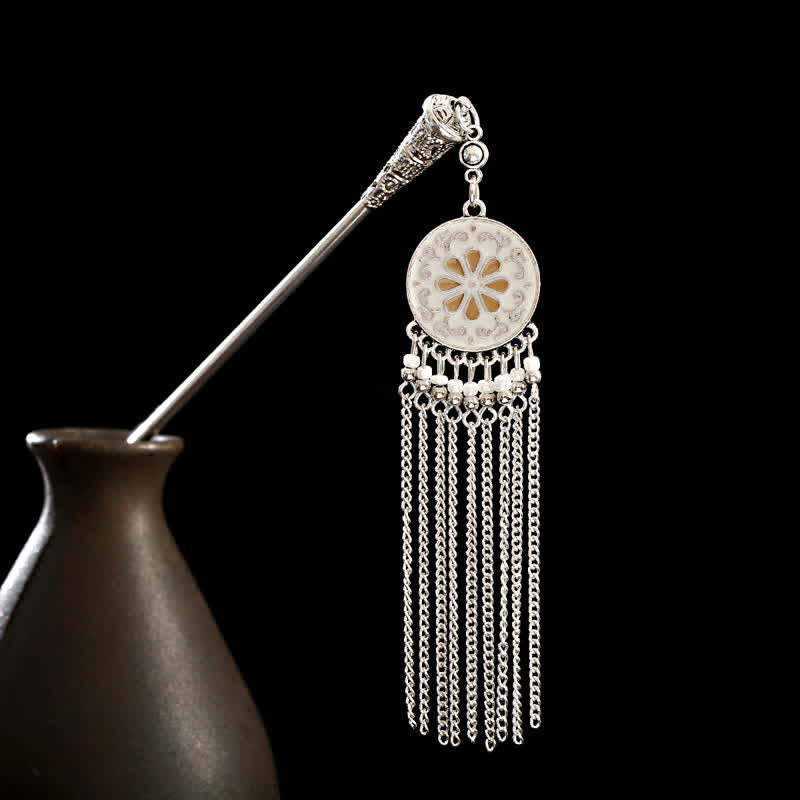 Water Drop Lily of the Valley Flowers Tassels Confidence Hairpin - Round Tassel-White - image 26