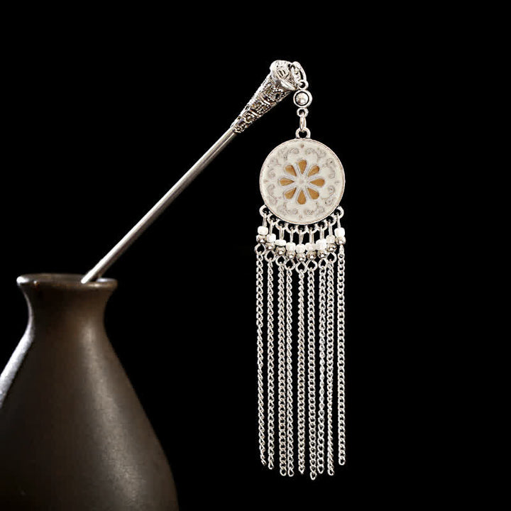 Water Drop Lily of the Valley Flowers Tassels Confidence Hairpin - Round Tassel-White - image 26